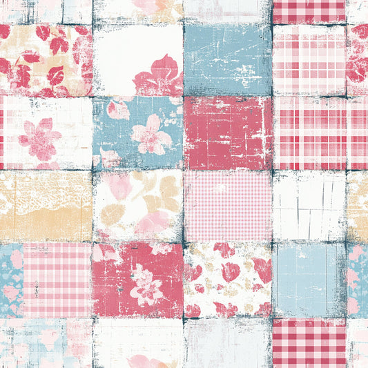 Shabby Chic Floral Gingham Pattern 16 Quilting Cotton Fabric