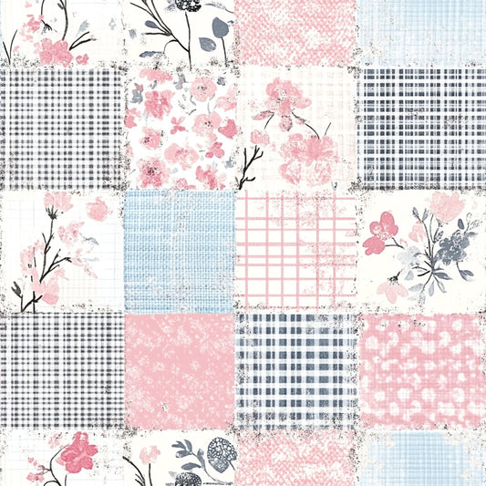 Shabby Chic Floral Gingham Pattern 17 Quilting Cotton Fabric