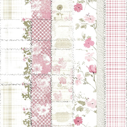 Shabby Chic Floral Gingham Pattern 19 Quilting Cotton Fabric