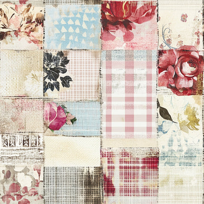 Shabby Chic Floral Gingham Pattern 20 Quilting Cotton Fabric