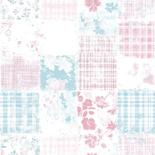 Shabby Chic Floral Gingham Pattern 21 Quilting Cotton Fabric