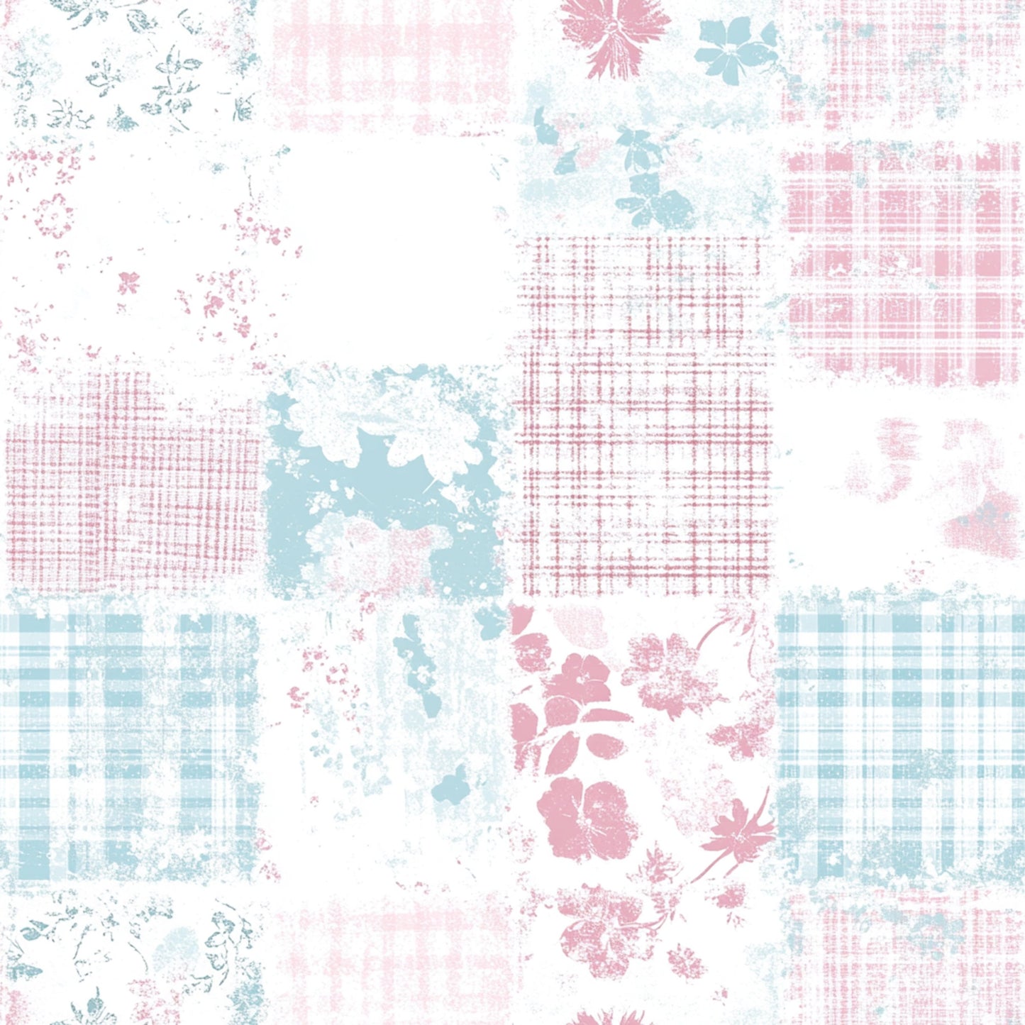 Shabby Chic Floral Gingham Pattern 21 Quilting Cotton Fabric