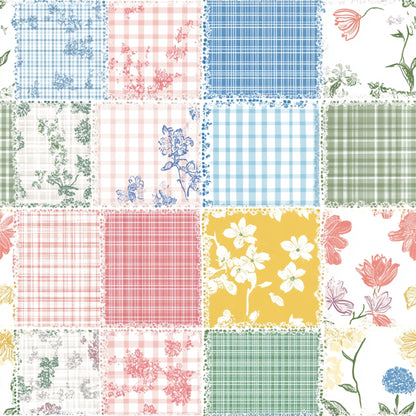 Shabby Chic Floral Gingham Pattern 24 Quilting Cotton Fabric