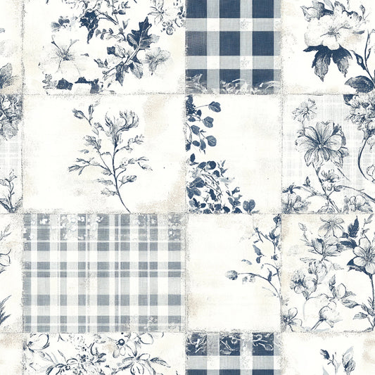 Shabby Chic Floral Gingham Pattern 8 Quilting Cotton Fabric