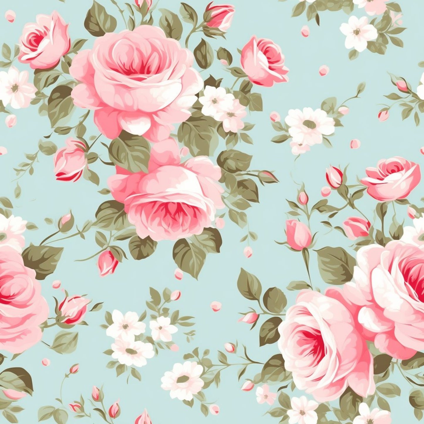 Shabby Chic Roses Pattern 17 Quilting Cotton Fabric