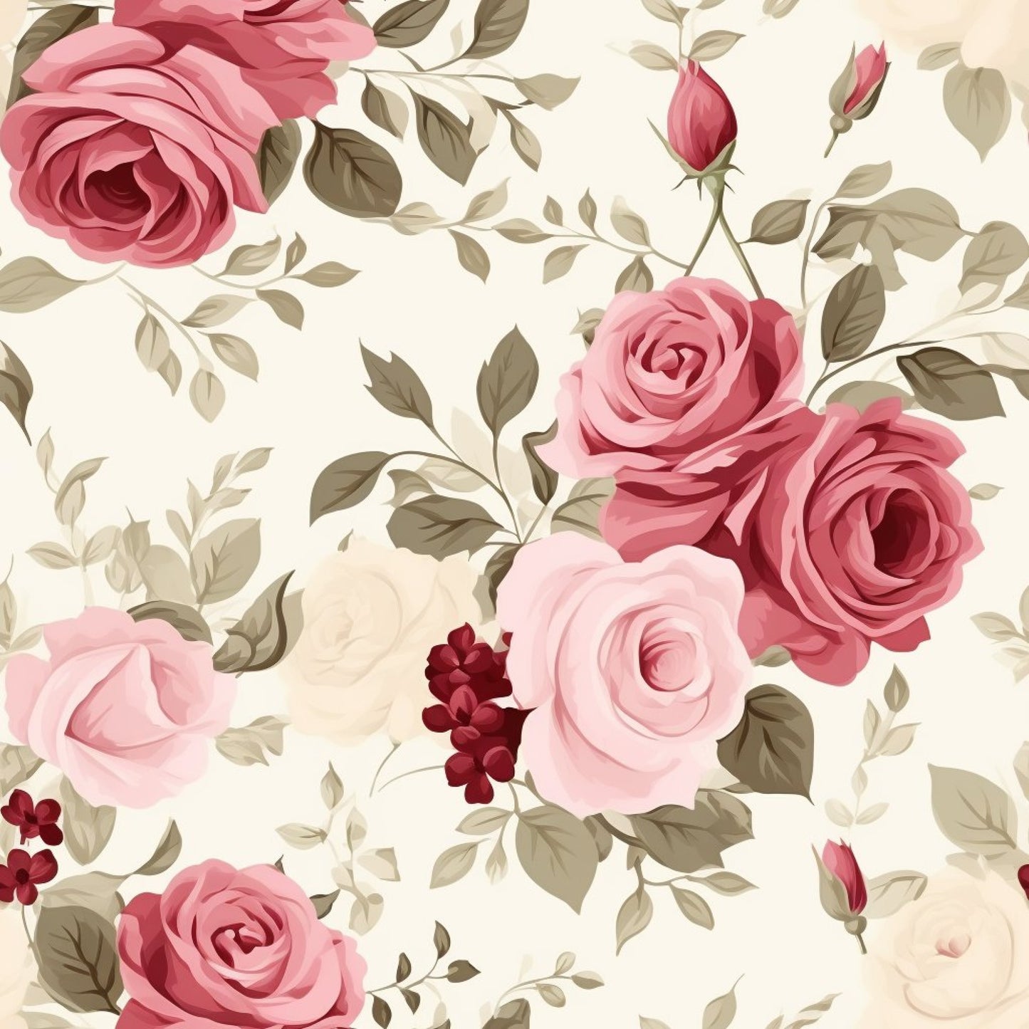 Shabby Chic Roses Pattern 18 Quilting Cotton Fabric