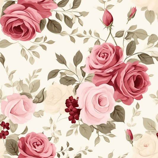 Shabby Chic Roses Pattern 18 Quilting Cotton Fabric