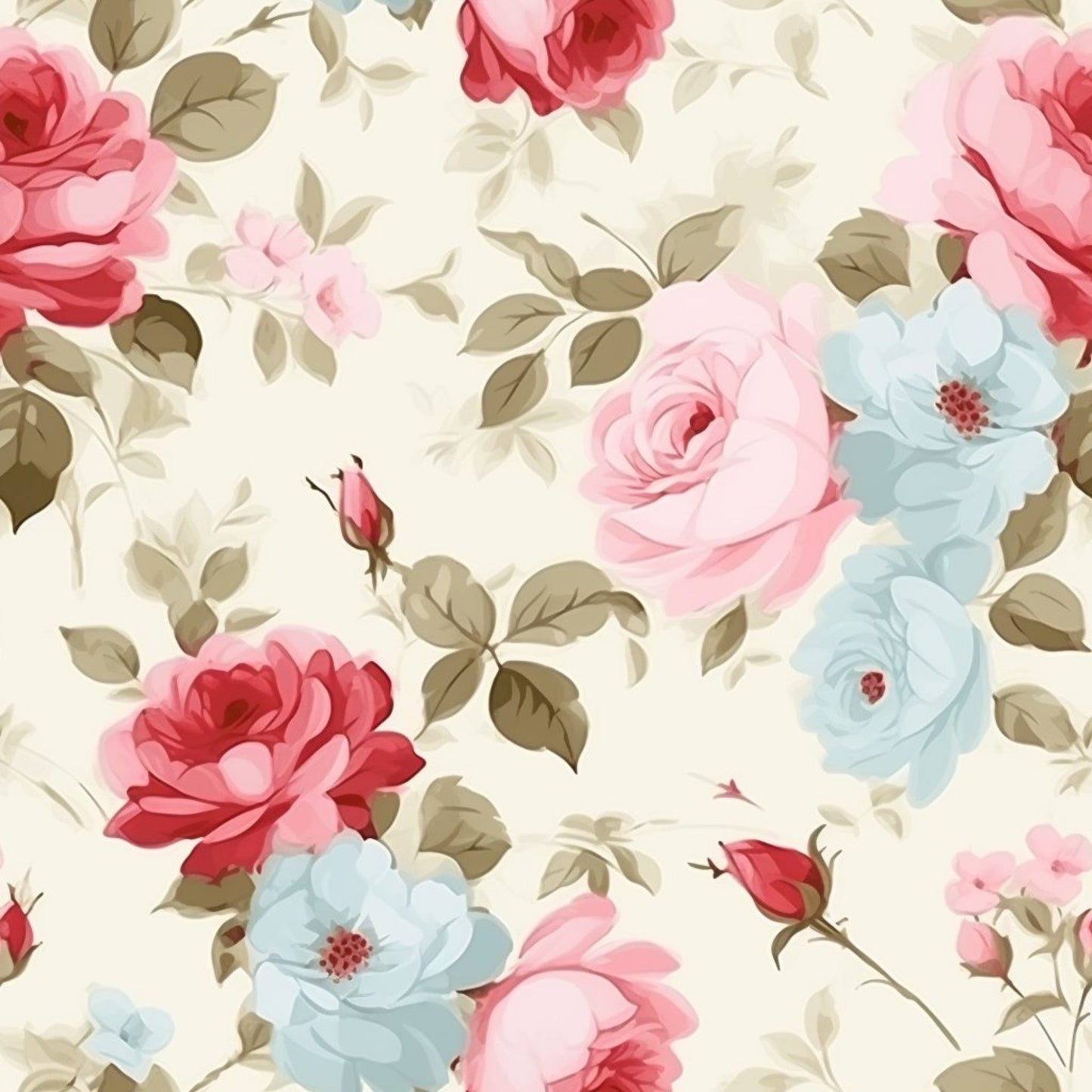 Shabby Chic Roses Pattern 20 Quilting Cotton Fabric