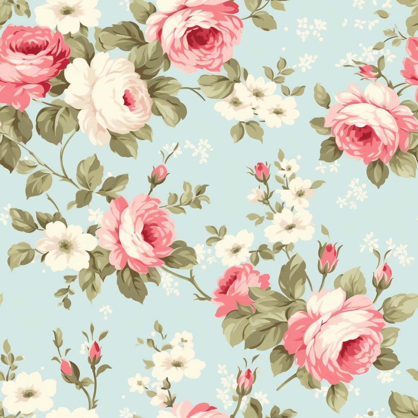 Shabby Chic Roses Pattern 21 Quilting Cotton Fabric