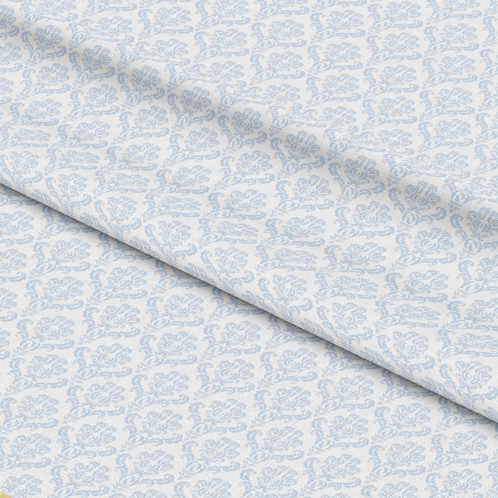 Simple Damask Blue Quilting Cotton Fabric