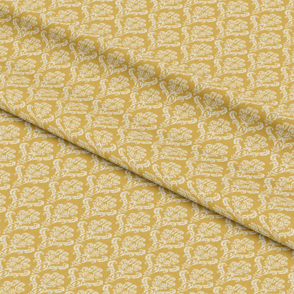 Simple Damask White on Gold Quilting Cotton Fabric