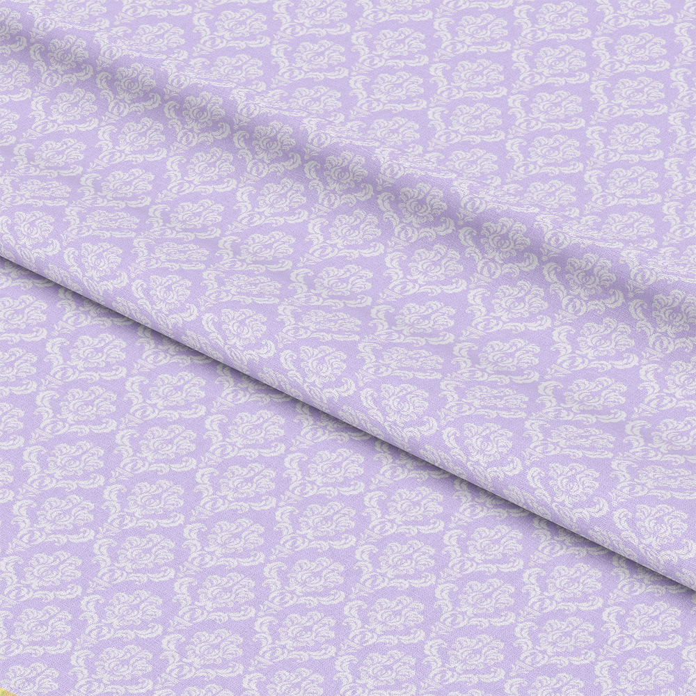 Simple Damask White on Purple Quilting Cotton Fabric