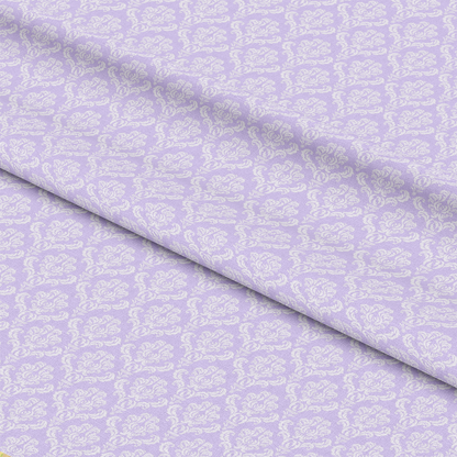 Simple Damask White on Purple Quilting Cotton Fabric