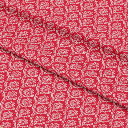 Simple Damask White on Red Quilting Cotton Fabric