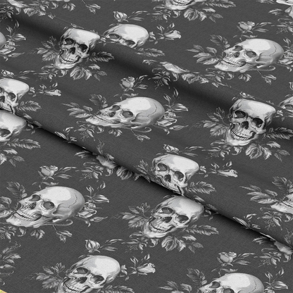 Skulls and Roses Pattern 2 Quilting Cotton Fabric