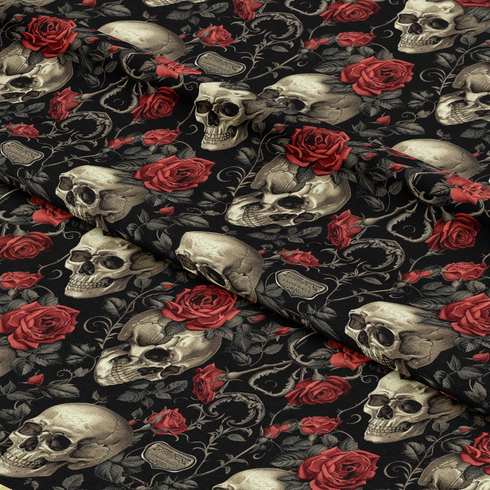 Skulls and Roses Pattern 5 Quilting Cotton Fabric
