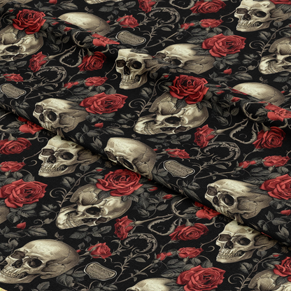 Skulls and Roses Pattern 5 Quilting Cotton Fabric
