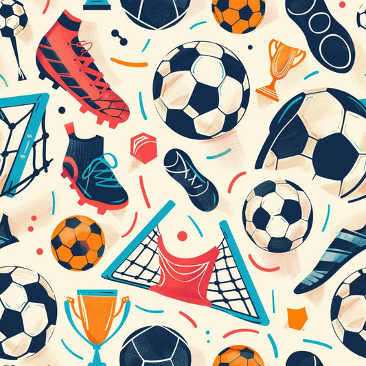 Soccer Fun Pattern 1 Quilting Cotton Fabric