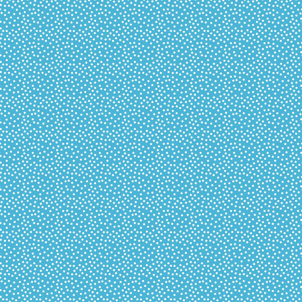 Blue background with a white polka dot pattern covering the entire surface.