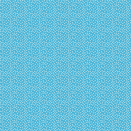 Blue background with a white polka dot pattern covering the entire surface.