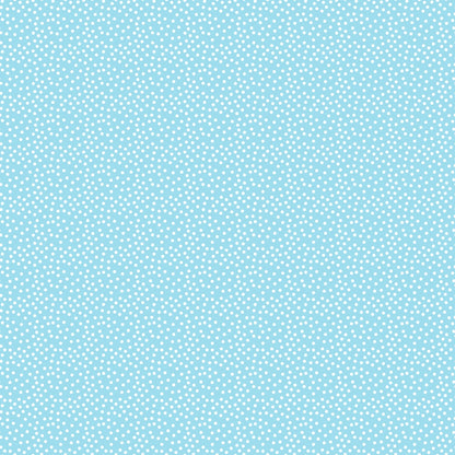 Light blue background with small white polka dots evenly distributed across the surface.