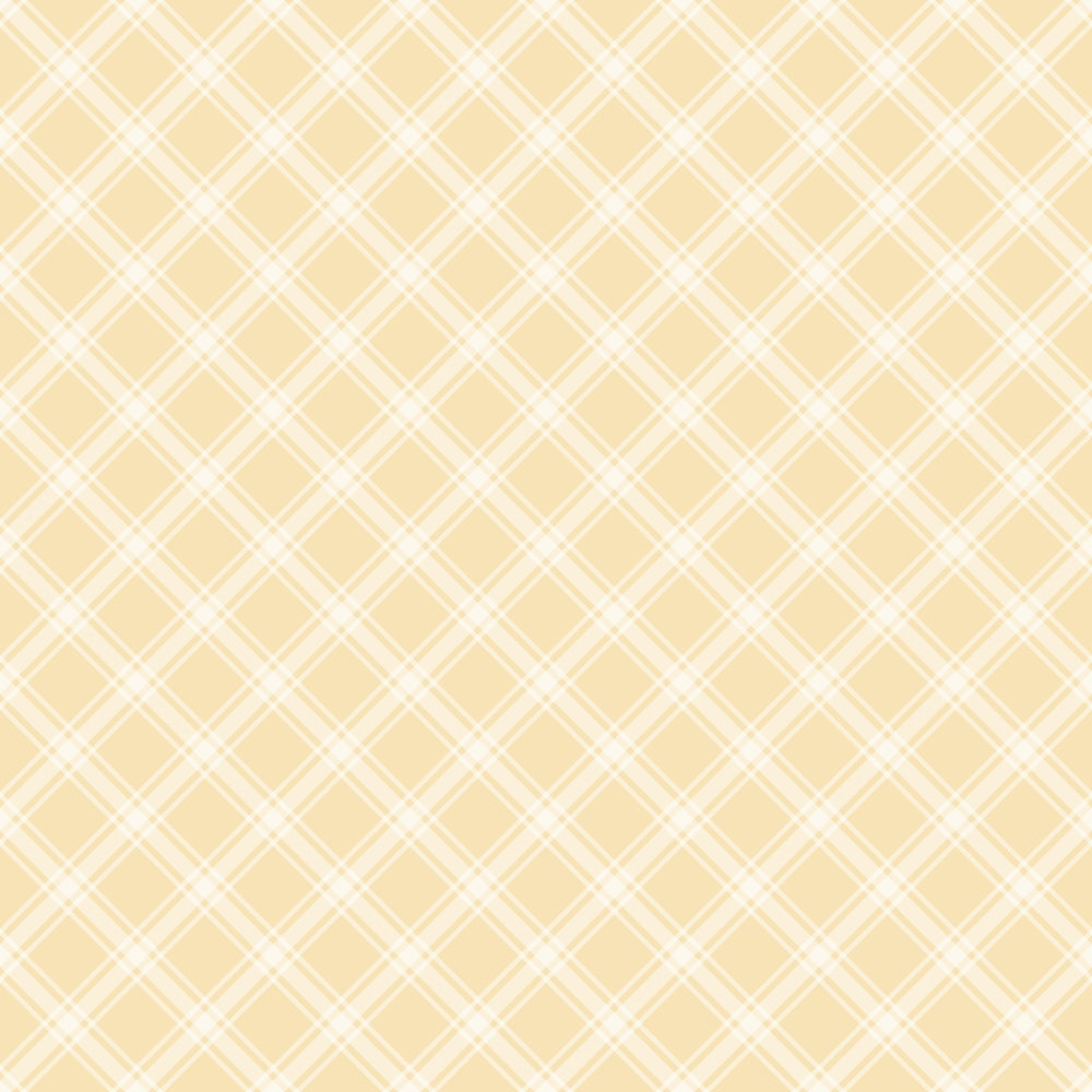 A light yellow plaid pattern with intersecting thin, white diagonal lines forming diamond shapes.