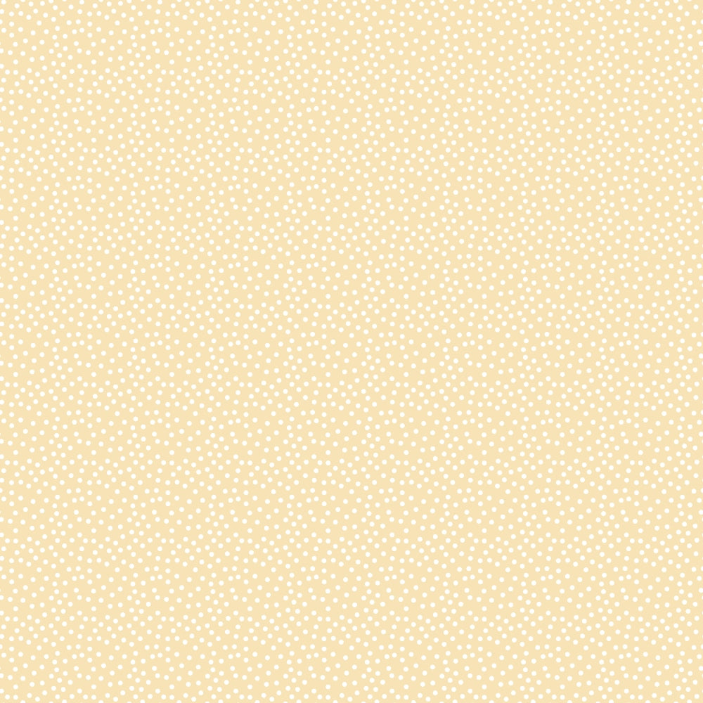 A beige background with a pattern of evenly distributed small white polka dots.