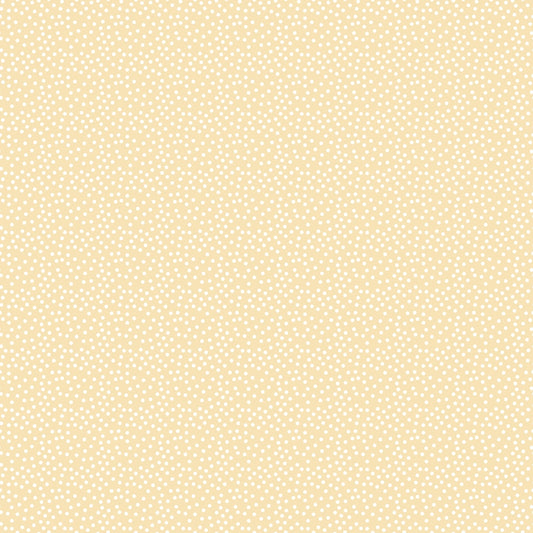 A beige background with a pattern of evenly distributed small white polka dots.