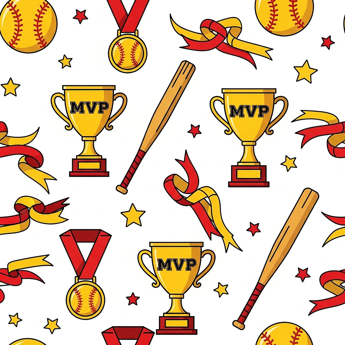 Softball Champions Pattern 11 Quilting Cotton Fabric