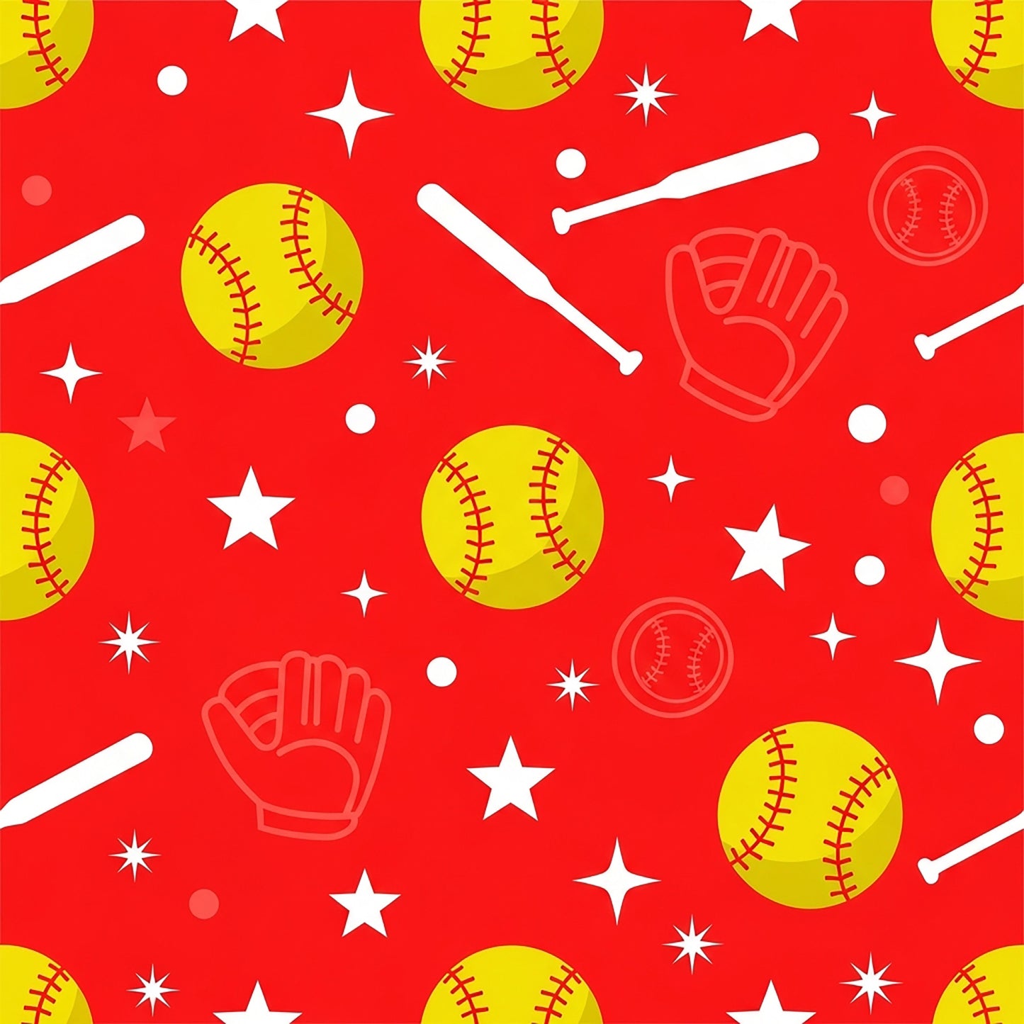 Softball Champions Pattern 15 Quilting Cotton Fabric