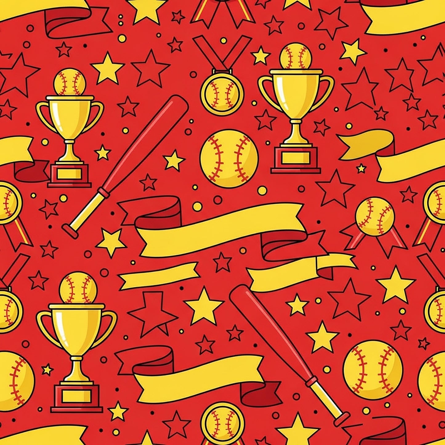 Softball Champions Pattern 9 Quilting Cotton Fabric