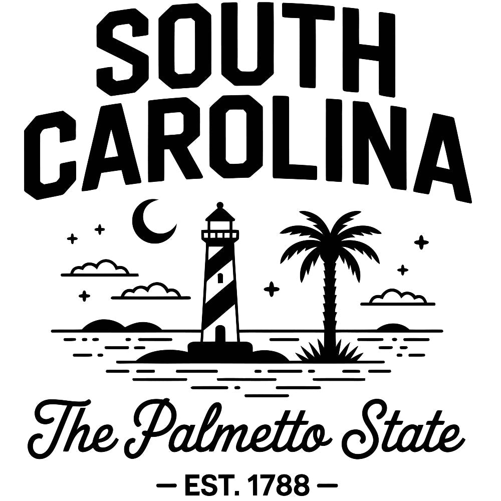 South Carolina Black and White Fabric Panel