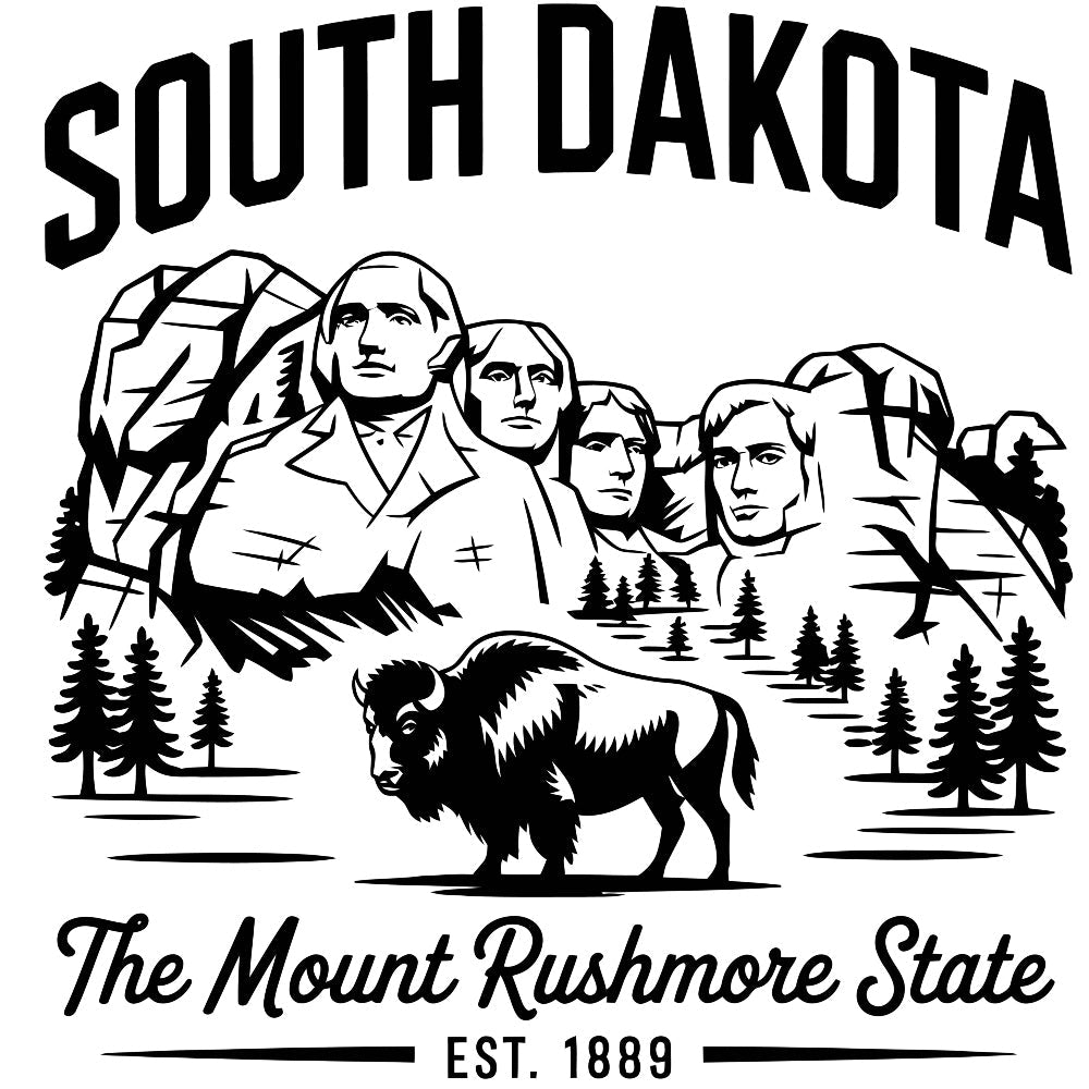 South Dakota Black and White Fabric Panel
