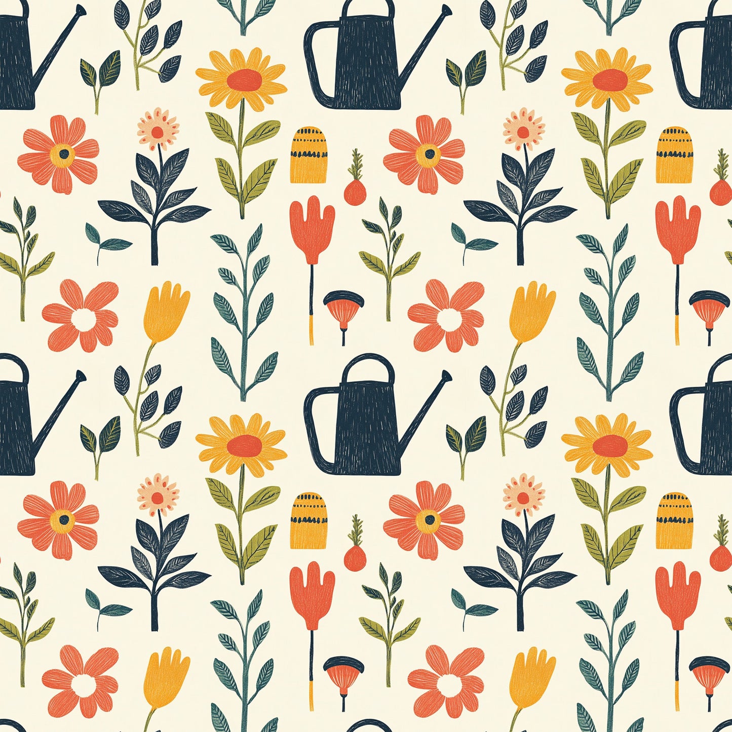 Sow and Tell Gardening Pattern 4 Quilting Cotton Fabric