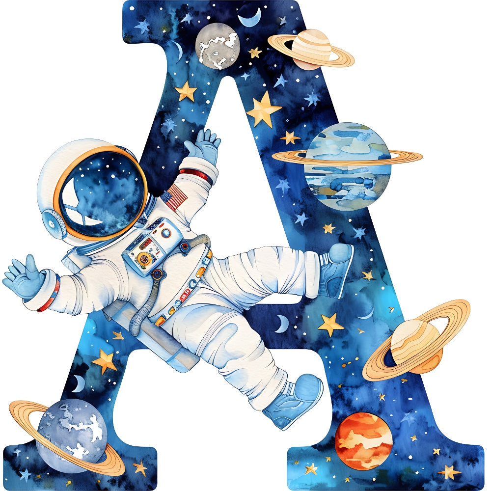 Space Alphabet Letter A Fabric Panel