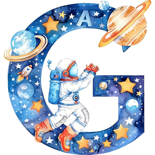 Space Alphabet Letter G Fabric Panel
