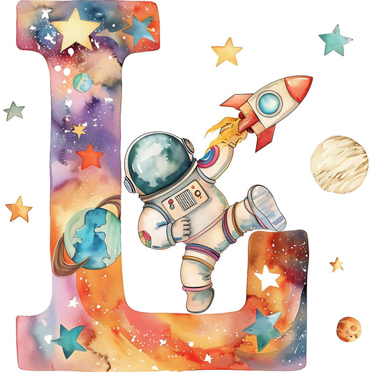 Space Alphabet Letter L Fabric Panel
