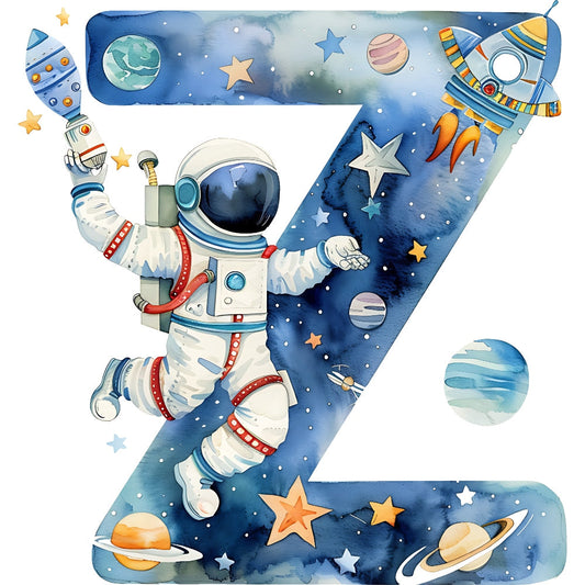 Space Alphabet Letter Z Fabric Panel