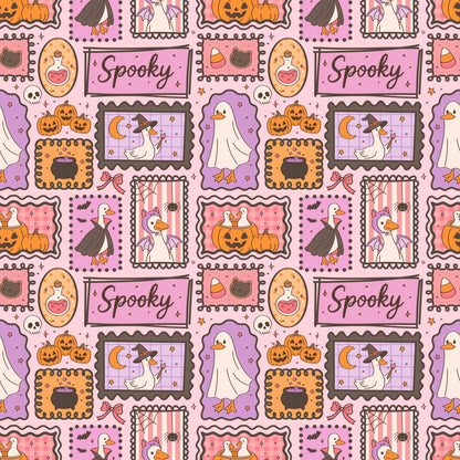 Spooky Stamps Halloween Pattern 1 Quilting Cotton Fabric