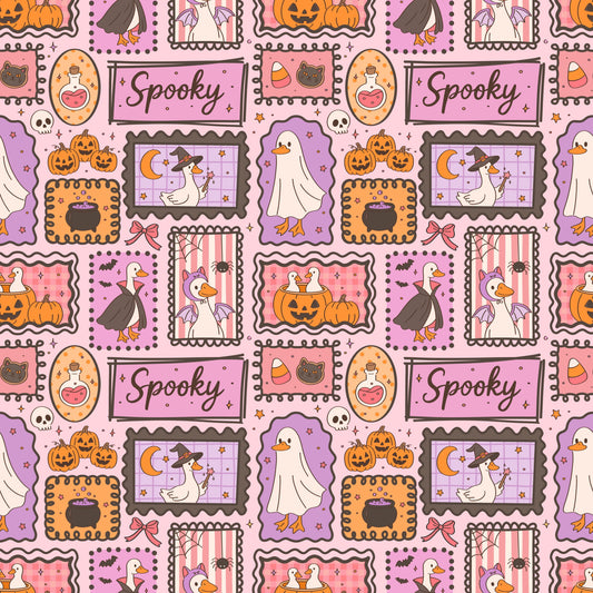 Spooky Stamps Halloween Pattern 1 Quilting Cotton Fabric