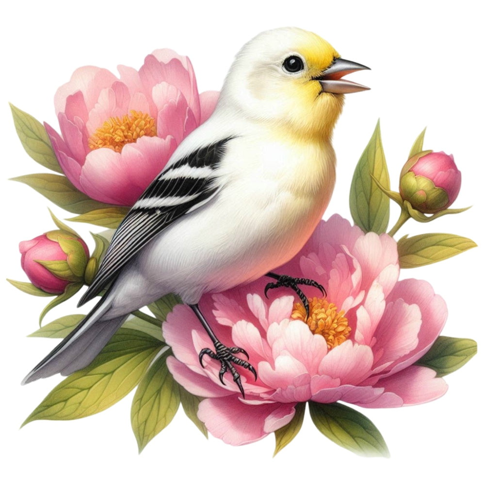 Spring Birds and Flowers Fabric Panel 11