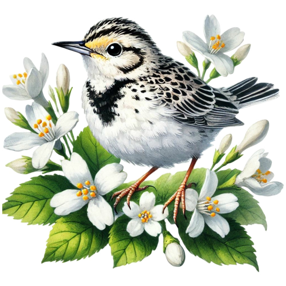 Spring Birds and Flowers Fabric Panel 13