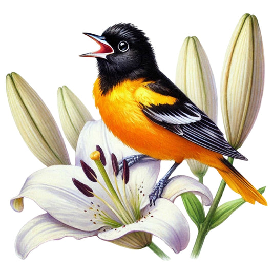 Spring Birds and Flowers Fabric Panel 8