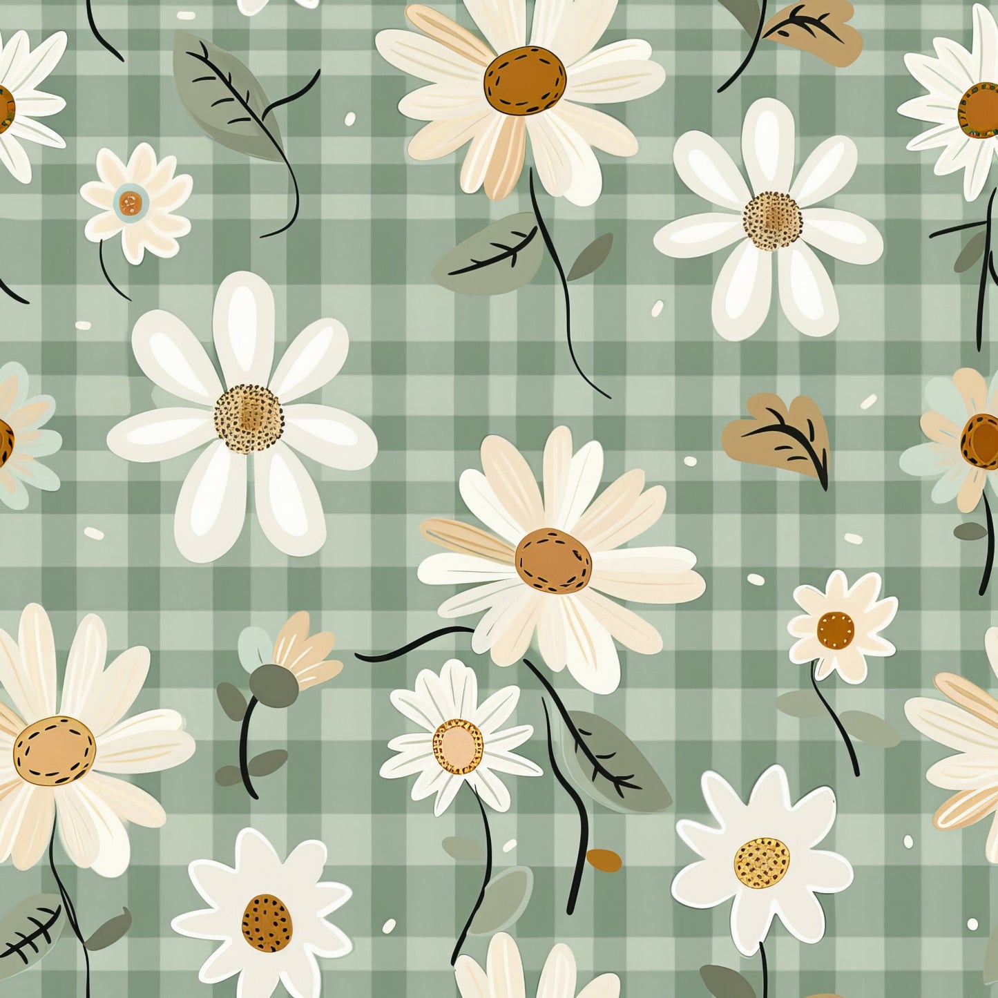 Spring Floral Plaid Pattern 10 Quilting Cotton Fabric