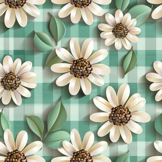 Spring Floral Plaid Pattern 11 Quilting Cotton Fabric
