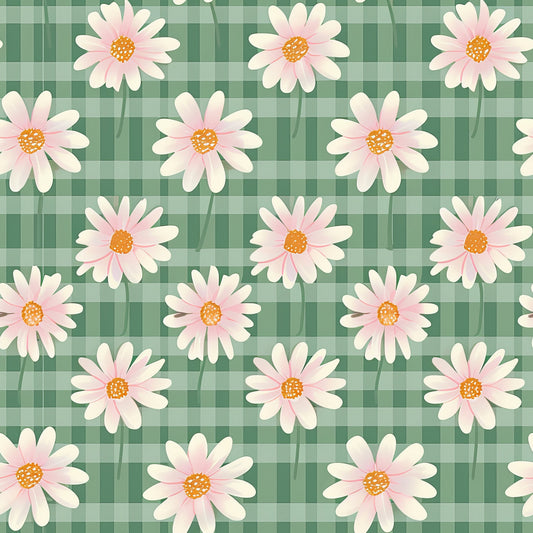 Spring Floral Plaid Pattern 18 Quilting Cotton Fabric