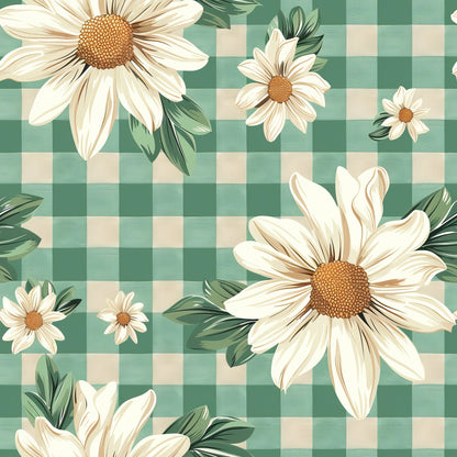 Spring Floral Plaid Pattern 2 Quilting Cotton Fabric