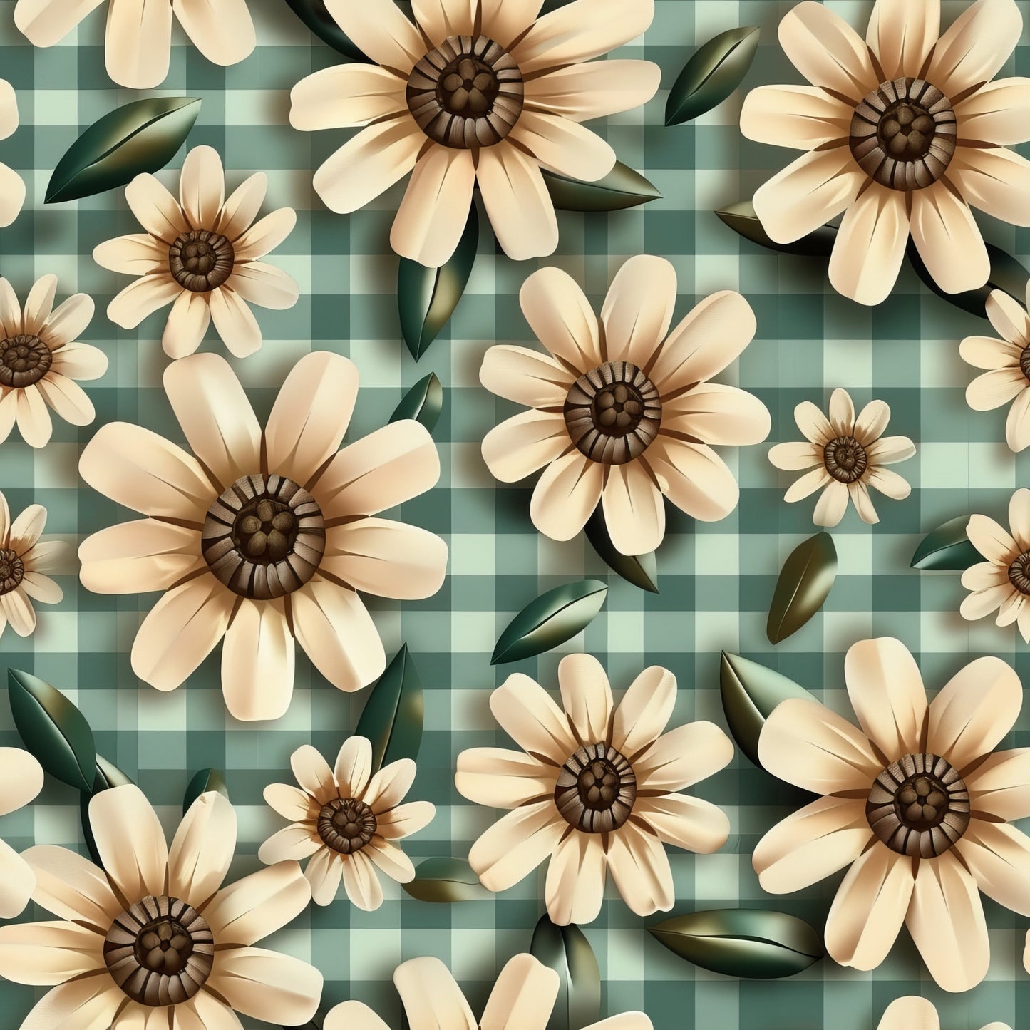 Spring Floral Plaid Pattern 3 Quilting Cotton Fabric