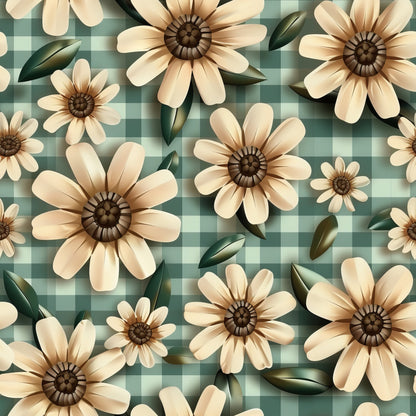 Spring Floral Plaid Pattern 3 Quilting Cotton Fabric