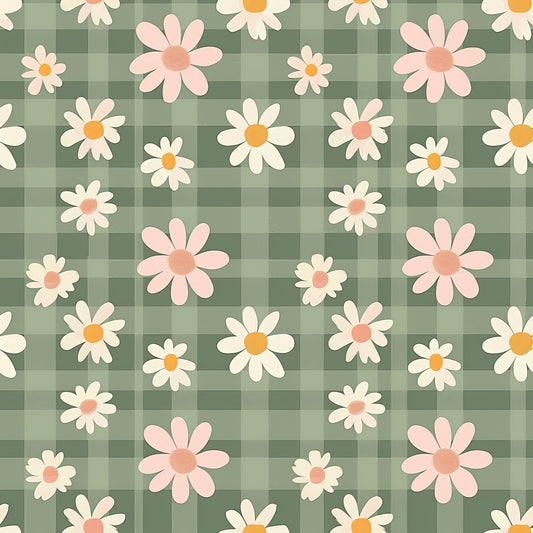 Spring Floral Plaid Pattern 7 Quilting Cotton Fabric